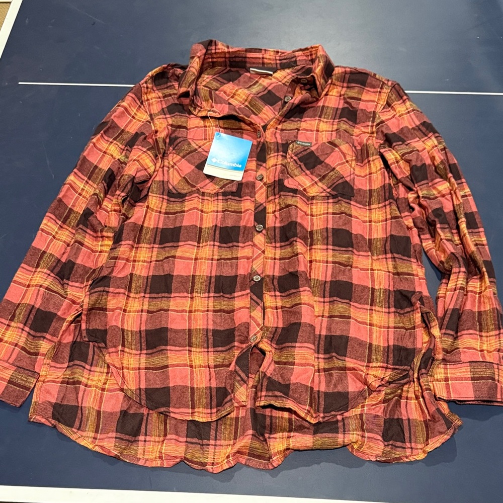Columbia Red and Yellow Plaid Shirt